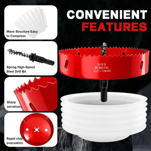 Six And A Quarter Inch Hole Saw For Recessed Lights With Dust Bowl Bi Metal Construction Delivers Heavy Duty Cut Features