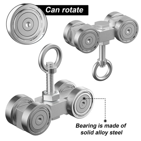 4 Wheel Unistrut Trolley Assembly Kit With M10 Bolt And Lifting Eye Nuts, Silent Operation, For 1-5/8-Inch Strut Channel, Steel Construction