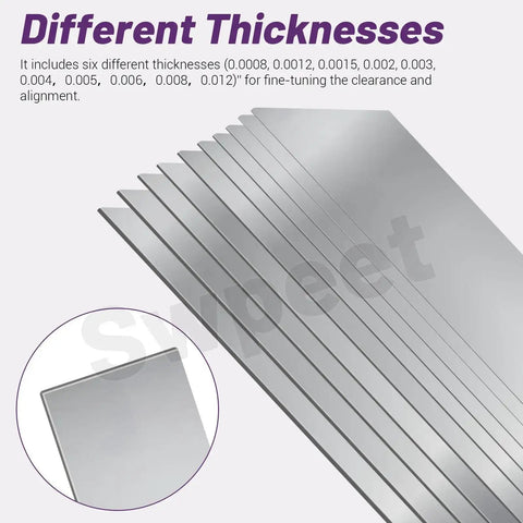 Ten Piece 304 Stainless Steel Shim Stock Kit One Inch By Six Inch By 0.004 Inch Thick For Precision Gaps And Cabinet Adjustments