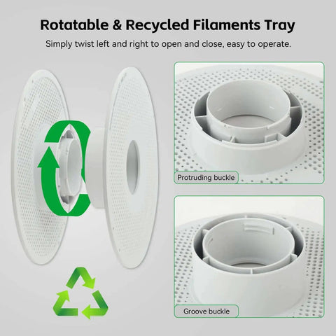 Detachable Filament Spool Holder For Bambu Lab 3D Printers A1 And A1 Mini showing rotatable recycled filaments tray
