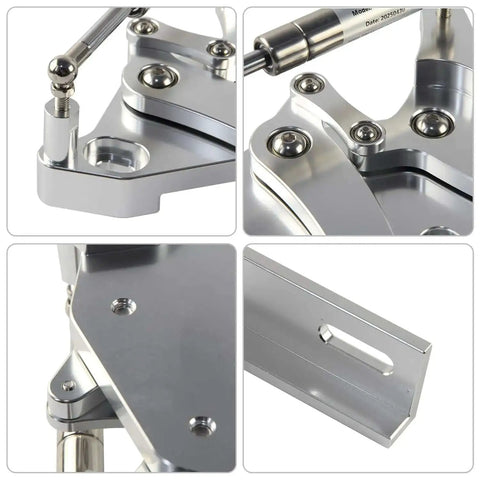 Close-up angles of Hood Hinges Set For Ford Mustang 1971 To 1973 Beefed Up Billet CNC Aluminum Left And Right 2 Piece Upgrade