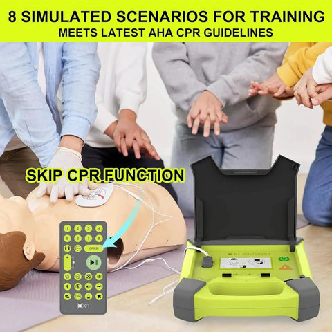Rechargeable AED Trainer With Remote Control For Pro Grade CPR Practice And Defibrillator Simulation 8 Realistic Scenarios