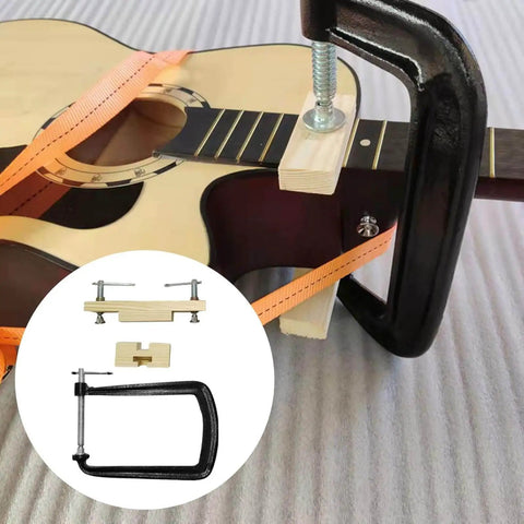 Classical Guitar Bridge Clamp For Quick Maintenance And Bridge Repair, Pro Fixture Clip Tool with Accessories on guitar