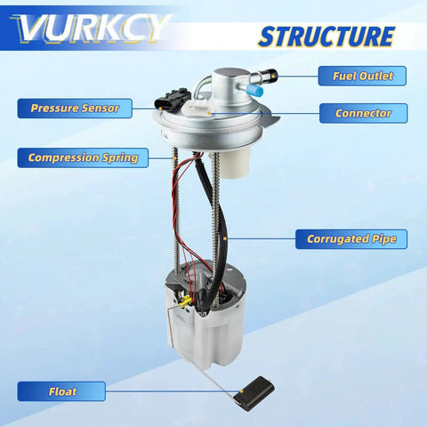 Diagram of Electric In-Tank Fuel Pump Module Assembly For 2007-2008 Chevrolet Silverado 1500 And GMC Sierra 1500 V8