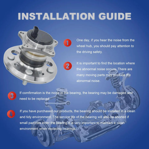 Install guide for Rear Right Wheel Bearing And Hub Assembly For Toyota Avalon Camry Solara Highlander Lexus ES300 ES330 ES350 2001-2012 Rear ABS Compatible Replacement Drop-In Direct Fit For Easy Install