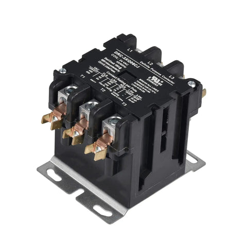 Beefy 60 Amp 3 Pole 120V Contactor For HVAC Setups With A2L Compliance And UL Recognized Status, side view image