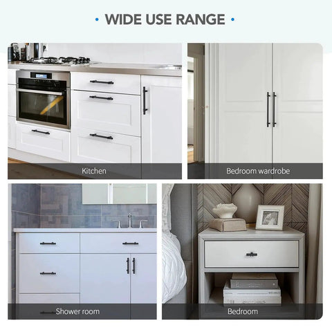 Matte Black Cabinet Handles Set of 10 - 3 Inch Center Hole Zinc Alloy Square Bar Drawer Pulls for Kitchen Cabinets installed in various rooms