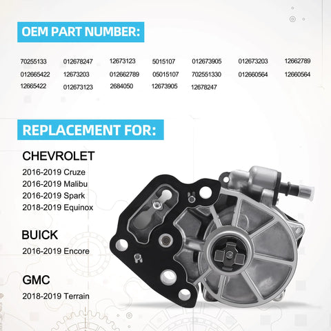 TAUTOY brake vacuum pump 12684050 with black mounting bracket and metal housing; GM models 2016-2019.
