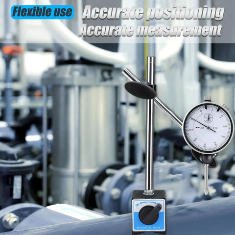 Dial Indicator With Magnetic Base And Point Precision Inspection Set A Real Workhorse For Any Shop Long Arm 0 To 1 Inch 0.001 Inch Graduation 2 Inch Dial Face Lug Back Fine Adjustment Magnetic Base Holder For CNC And Workshop Use By NAKAO, installed in machinery environment