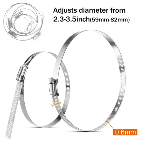 Three Inch Hose Clamp Adjustable 304 Stainless Steel Duct Clamps Six Pack Worm Gear Adjustable Pipe Clamp From Fifty Nine Millimeter To Eighty Two Millimeter For Automotive Mechanical And Agricultural Use