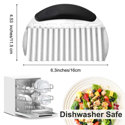 Crinkle Cutter Wave Slicer Set For Potatoes And Vegetables YBEATY 2 Pack Heavy Duty Stainless Steel With Comfortable Handles shown with dishwasher