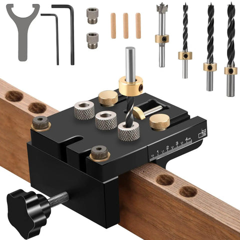 3 In 1 Dowel Jig Kit Self Centering Doweling Jig For Straight Dowel Holes With 6mm 8mm 10mm 15mm Bits Guide Locator on wood