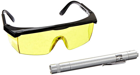 Pro Grade Car AC Leak Detection Kit With True UV Pen Light Detects O Ring And Hose Leaks Works With UV Dye Includes Yellow Tint Glasses