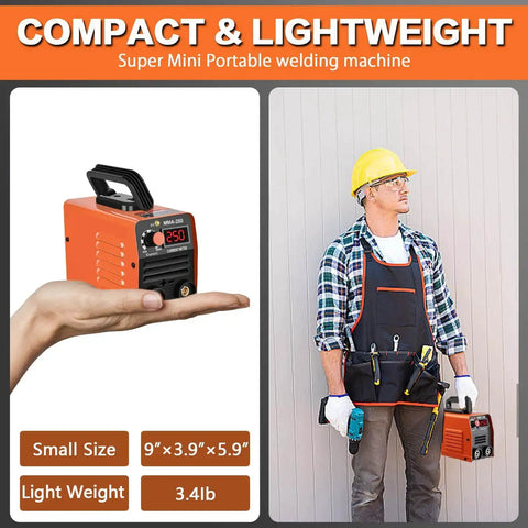 Mini Stick Welder 110V 250A Portable MMA Welding Machine For Beginners with Hot Start Arc Force Anti Stick IGBT Inverter Orange