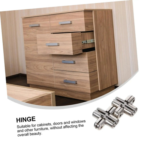 Hidden Zinc Alloy Cabinet Door Hinges 2 Piece Set Thick Design Heavy Duty For Furniture Repair Wardrobes And Folding Tables