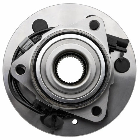 Front view of Front Wheel Bearing Hubs Assembly Set For 2007-2014 Chevy Cadillac GMC Trucks And SUVs, 6 Lug, 4WD Or AWD, With ABS, Pair