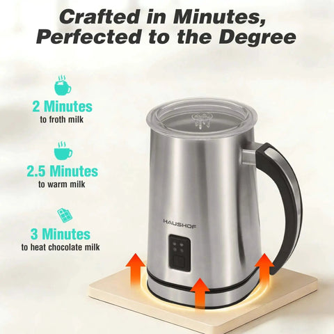 4 In 1 Milk Frother And Steamer For Home Barista-Grade Drinks, One-Touch Hot Or Cold Froth, Milk Warmer, And Hot Chocolate Maker
