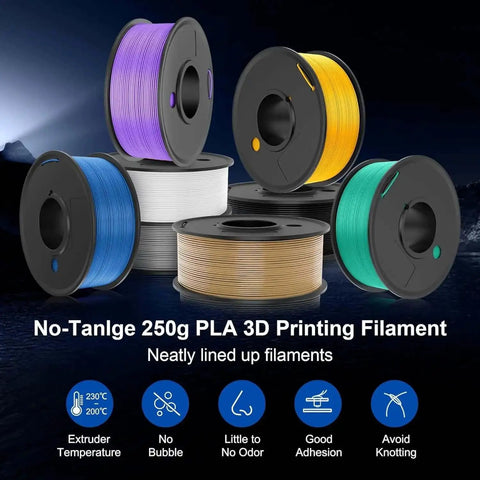 8 Color PLA Filament Bundle 1.75Mm 250G Spools, 3D Printing Neatly Wound, Vacuum Packed, Multicolor 2Kg Total, Black White Gray
