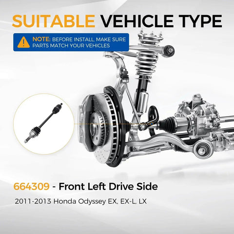 CV Axle Assembly 664309 Front Left Driver Side Fits 2011 2012 2013 Honda Odyssey EX EX L LX Replacement Part in diagram