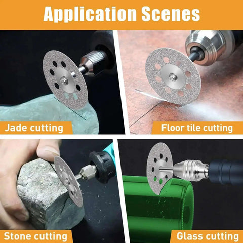 20 Piece Diamond Cut Off Wheel Set 22 Mm For Dremel And Rotary Tools Cutting Jade, Tile, Stone, Glass