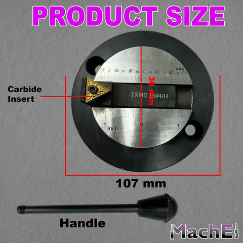 Ball Turning Attachment For Lathe For Myford And Similar Lathes Turns Smooth Convex Metal Balls Radius Spheres With A Stable Round Base Double Bit Grip And Pro Grade Size Scale For Easy Adjustments showing carbide insert and handle.