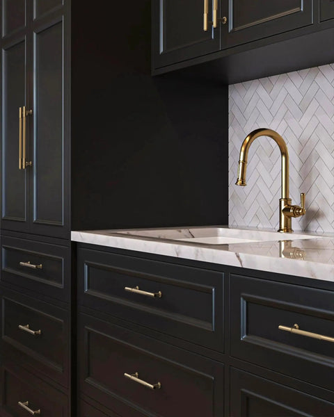 Champagne Bronze Cabinet Pulls 10 Pack 5 Inch Center To Center 6.6 Inch Overall Length on dark kitchen cabinets