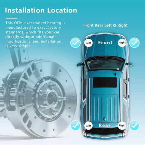 Installation location diagram for Wheel Bearing Hub Assembly 513121 Front And Rear Set For Chevrolet Impala Venture and GM cars