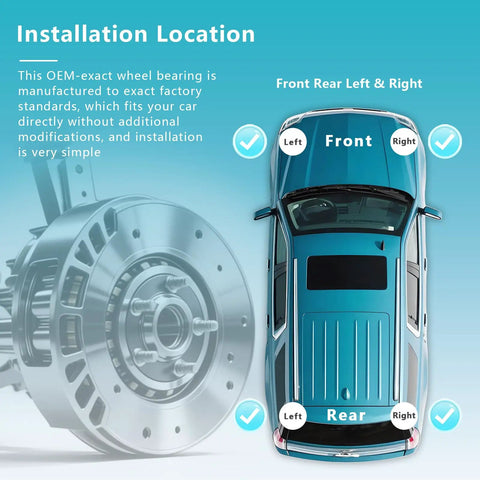 Two Pack Front And Rear Wheel Bearing Hub Assemblies For Hyundai Elantra Elantra GT Ioniq Veloster N Forte Niro Seltos And Kia Niro 513420 51750 F2000 Replacement Kit installation diagram