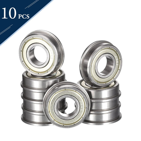 HiPicco FR6ZZ flanged ball bearing, 3/8 in ID x 7/8 in OD x 9/32 in wide, chrome steel, double shielded, 10 pcs
