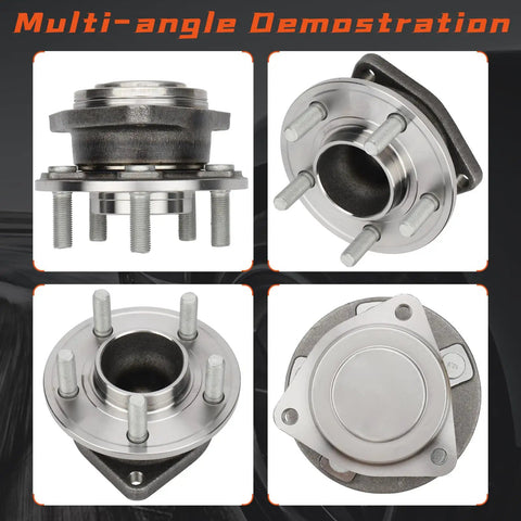 Pair Front Wheel Hub And Bearing Assembly For 2012 To 2020 Dodge Challenger Charger And Chrysler 300 5 Lug With ABS RWD OEM Quality Replacement No Fuss Install Durable Wheel Hub Assembly For A Smooth Ride shown from multiple angles