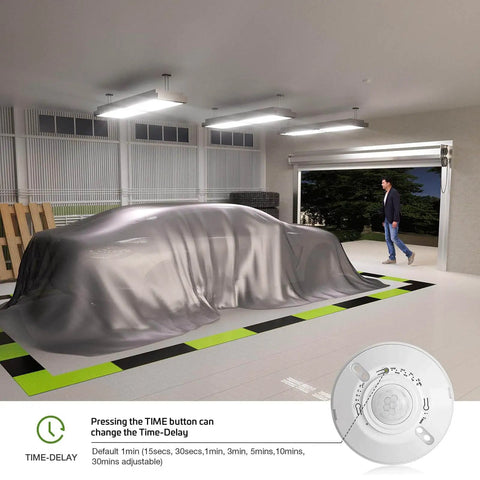 Ceiling Motion Sensor Light Switch With 360 Degree Occupancy Sensor 10A 120V hardwired in a garage with car under cover