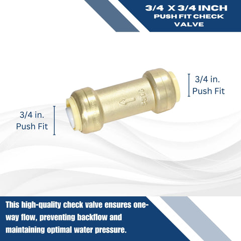 Brass 3/4 in x 3/4 in push-fit check valve for copper/PEX/CPVC, NSF ANSI61 certified, Amazon