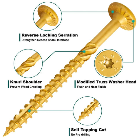 14 Gauge 3 Inch Wood Lag Screws 54 Piece Star Drive Decking Screws Rust Resistant Timber Screws for Timber Log and Landscaping