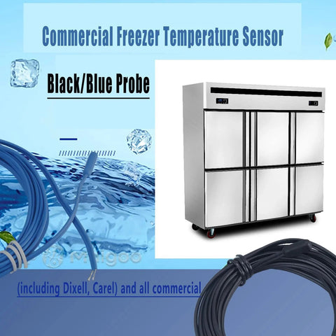 2-Pack Heavy Duty Commercial Freezer Temperature Sensor With 119 Inch Cable That Can Be Cut To Length Black And Blue Durable Insulation