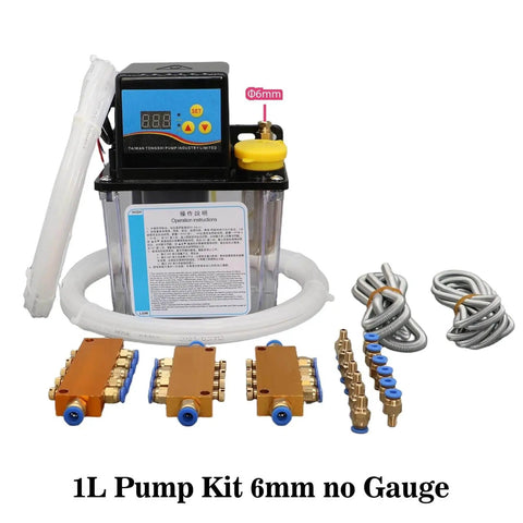 CNC Automatic Lubrication Pump System Kit With 1L Reservoir, Dual Voltage AC110V AC220V, 6mm Tubing, Electric Grease Pump