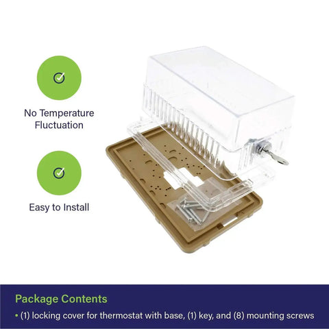 Locking Thermostat Cover for Home HVAC Clear Plastic Wall Mount with Key Lock Box for Temperature Control Prevent Tampering