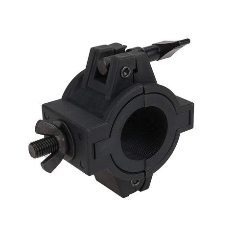 ADJ O-clamp 1.5-inch plastic wrap-around clamp, side view, black, 360-degree mounting
