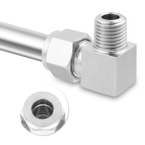Yoebor 90° stainless steel compression elbow fitting, 3/8 in OD x 3/8 in NPT male, double ferrules, pack of 2