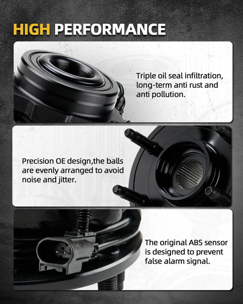 High performance features of 2x 512353 Rear Anti Rust Wheel Bearing Hub For Honda Accord 2008 2012 And Acura TSX 2009 2014 With ABS 5 Lug Hub Assembly showing oil seal and ABS sensor details.