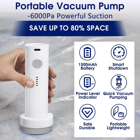 Amazon Eunhdet cordless vacuum pump, white handheld sealer with gray base, USB rechargeable for travel storage bags