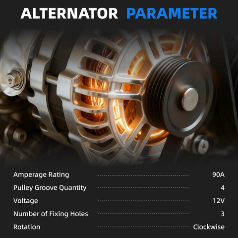 Close-up of 90A High Output Alternator Replacement For 2007 2012 Hyundai Elantra 2.0L Kia Soul Spectra Spectra5