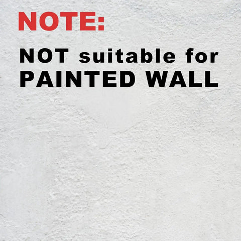 Text warning 'NOTE: NOT suitable for PAINTED WALL' for Heavy Duty Adhesive Wall Towel Hooks Waterproof No Drill Mount For Kitchen Bathroom Closet Black 4 Pack Ideal For Towels Coats Clothes Robes And Accessories.