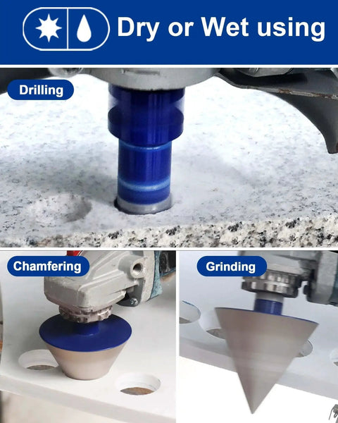 Diamond Tile Drill Bits Set 10 Piece For DIY Pros Porcelain Ceramic Marble Granite Dry And Wet Drilling in action