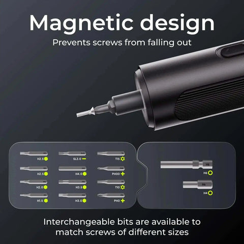 Electric Screwdriver Set With 33 Magnetic Bits And 3 Torque Settings, 300 RPM, 1500mAh Rechargeable Cordless Driver, LED Light