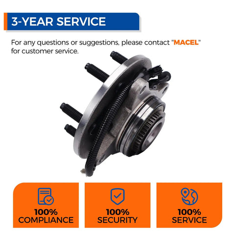 Front Wheel Hub Bearing Assembly 515079 for 2004 to 2008 Ford F150 4x4 and 2006 to 2008 Lincoln Mark LT with ABS 6 Lug Plug N Play Replacement