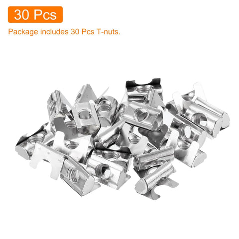 M8 Roll In Spring T Nuts Set 30 Pcs Nickel Plated Carbon Steel For 3030 And 4040 Aluminum Slot Profiles Strong Load Bearing Easy Insertion