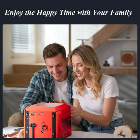 All In One Portable Laser Engraver With Built In AlgoOS 2.0, 3W Class 1 Cutter, 3.5 Inch Touch Screen on desk with users