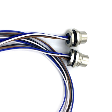 Two Pack M12 4 Pin A Coded Female Connector Cable 0.5M Front Mount IP67 Waterproof Unshielded Aviation Socket Sensor Receptacle