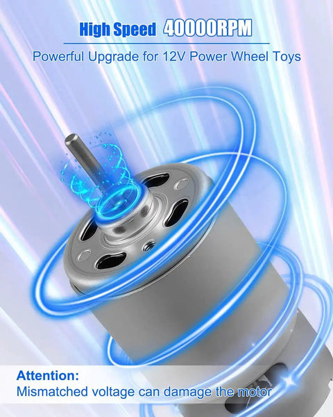 2-Pack 12V RS550 High Speed Electric Motor Upgrade For Ride On Kids Cars, shown with blue design highlight, delivers up to 40000 RPM