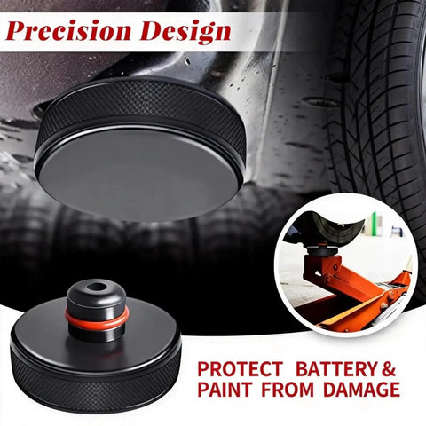 Lifting Jack Pads For Model 3 Y S X Cars Waterproof Pucks With Case 4 Pack shown with tire and underbody protection demo.
